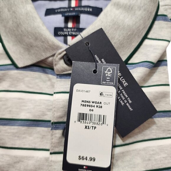 Tommy‎ Hilfiger Men's Polo Shirt Short-Sleeve THLUXE Striped Slim Fit XS - Picture 12 of 13